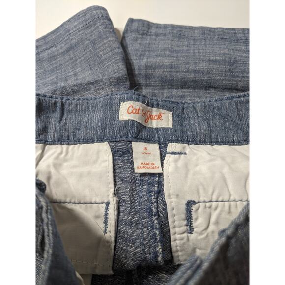 Cat & Jack Boys Flat Front Chino Shorts Blue 5 Stretchy Adjustable Waist Pockets - Picture 6 of 8